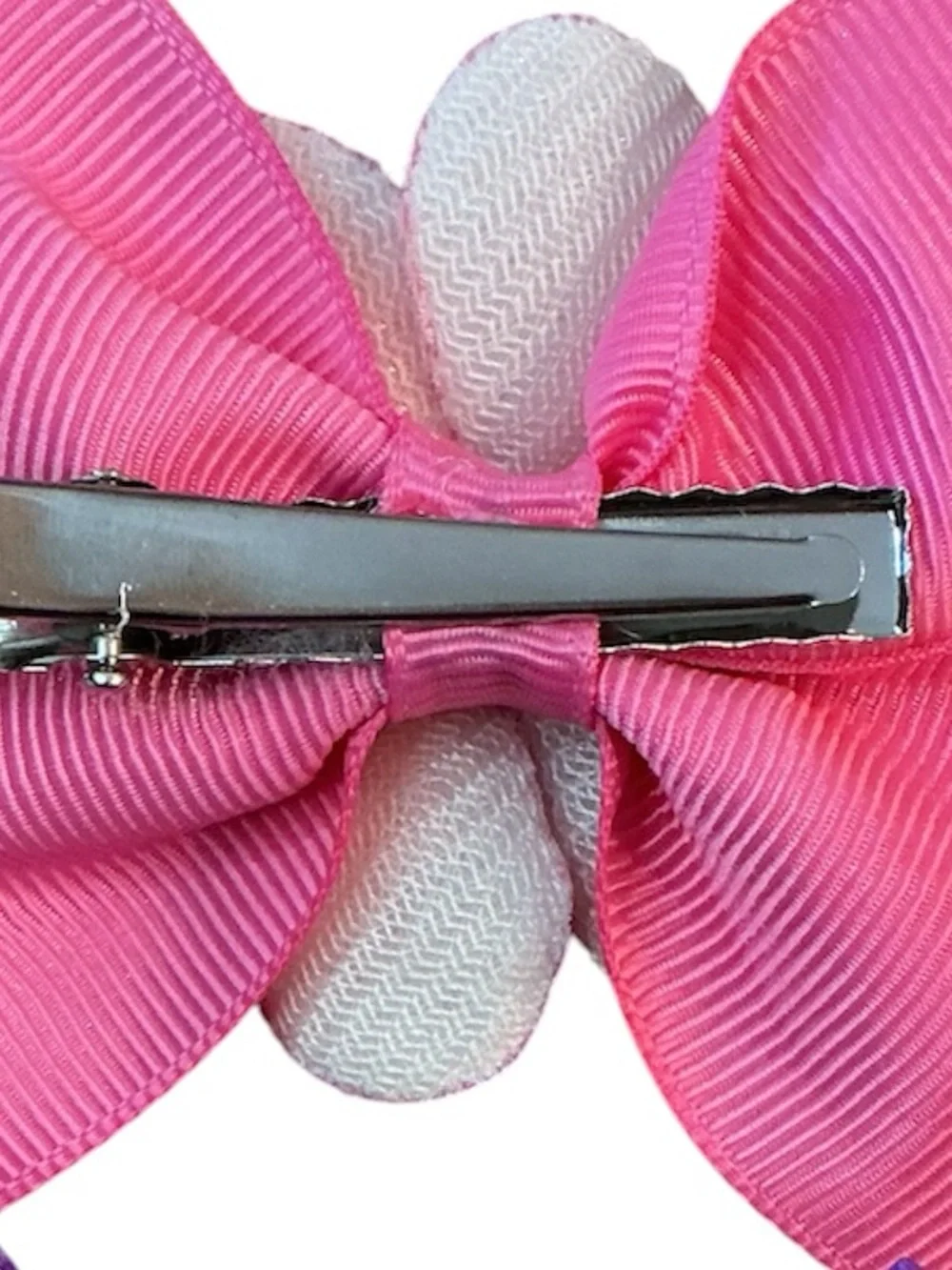 Pink Flower Bow Hair Clips  - Set of 2 New On Card